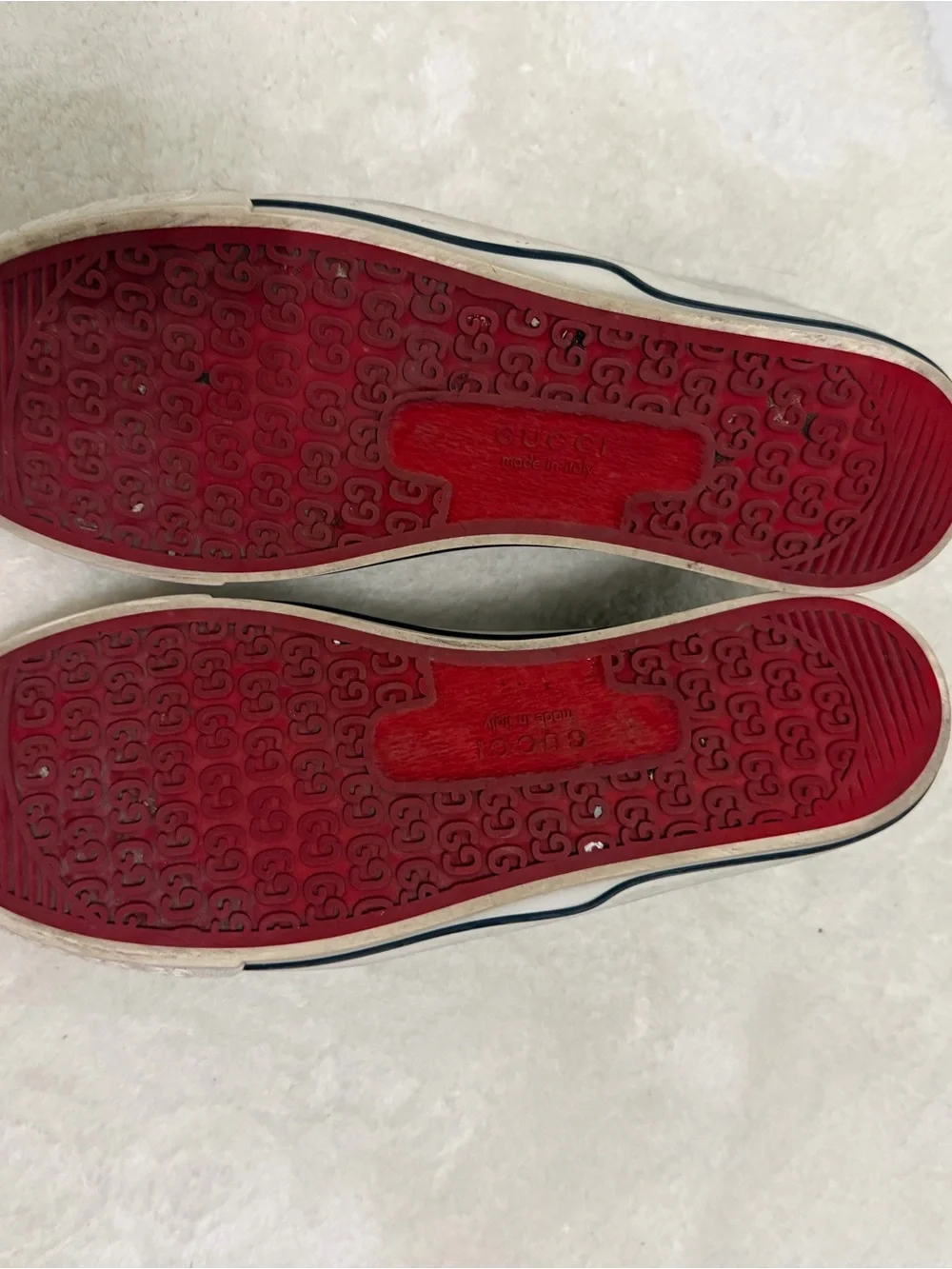 Gucci Beige Brown GG Canvas Sneakers with Green & Red Stripe